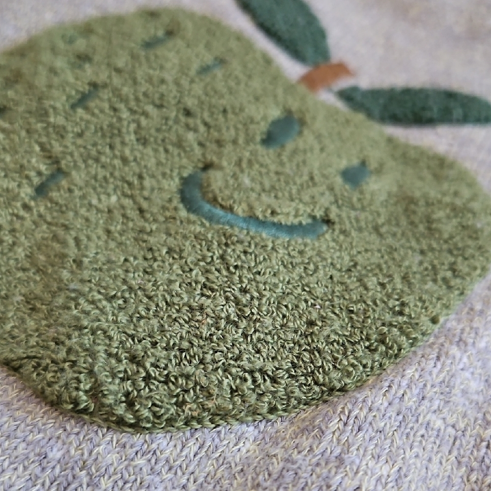 Zara Gray and Green Knit Sweater, Frwnch Terry Apple Motif - Picture 5 of 6